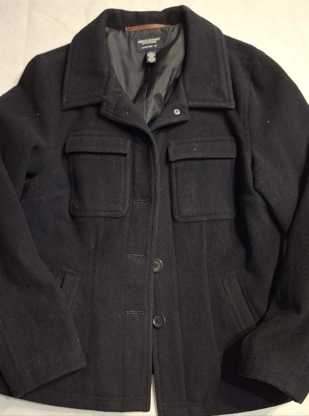 American Eagle Outfitters Women's Black Wool Blend Military Style Peacoat Size L